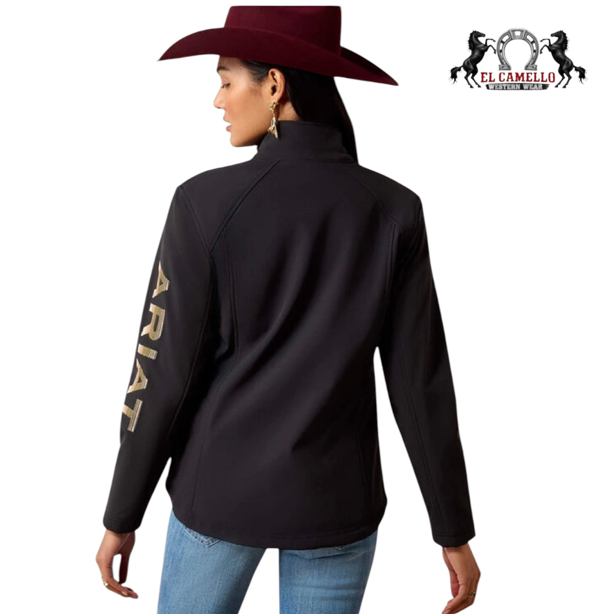 ARIAT WOMEN LOGO SOFTSHELL JKT BLACK/STONEWALL 10079893