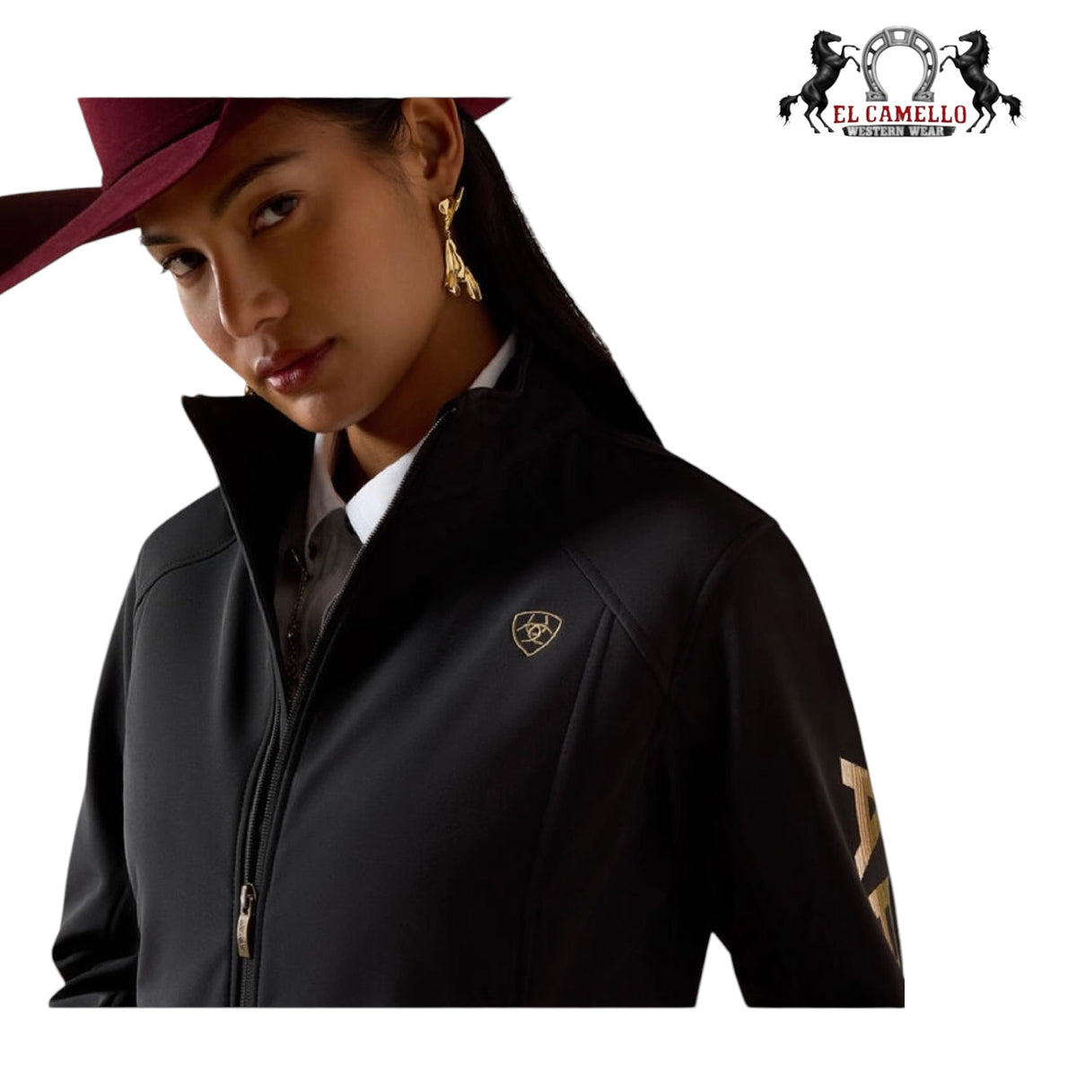 ARIAT WOMEN LOGO SOFTSHELL JKT BLACK/STONEWALL 10079893