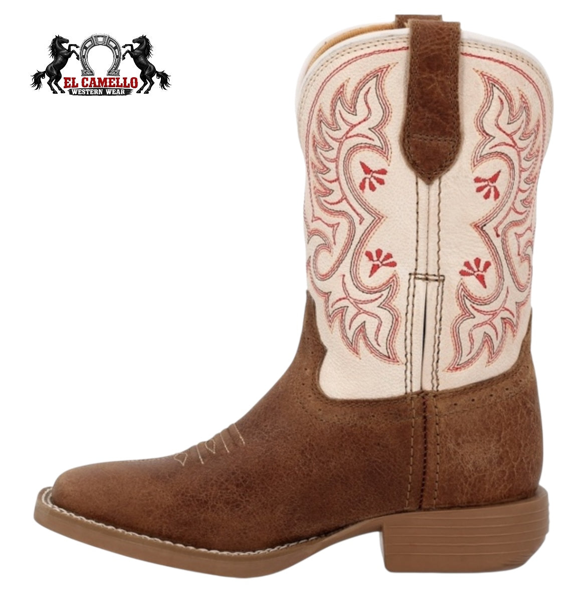 Durango Kids Shyloh Tan/Metallic Peach Western Boots DBT0253C Square Toe