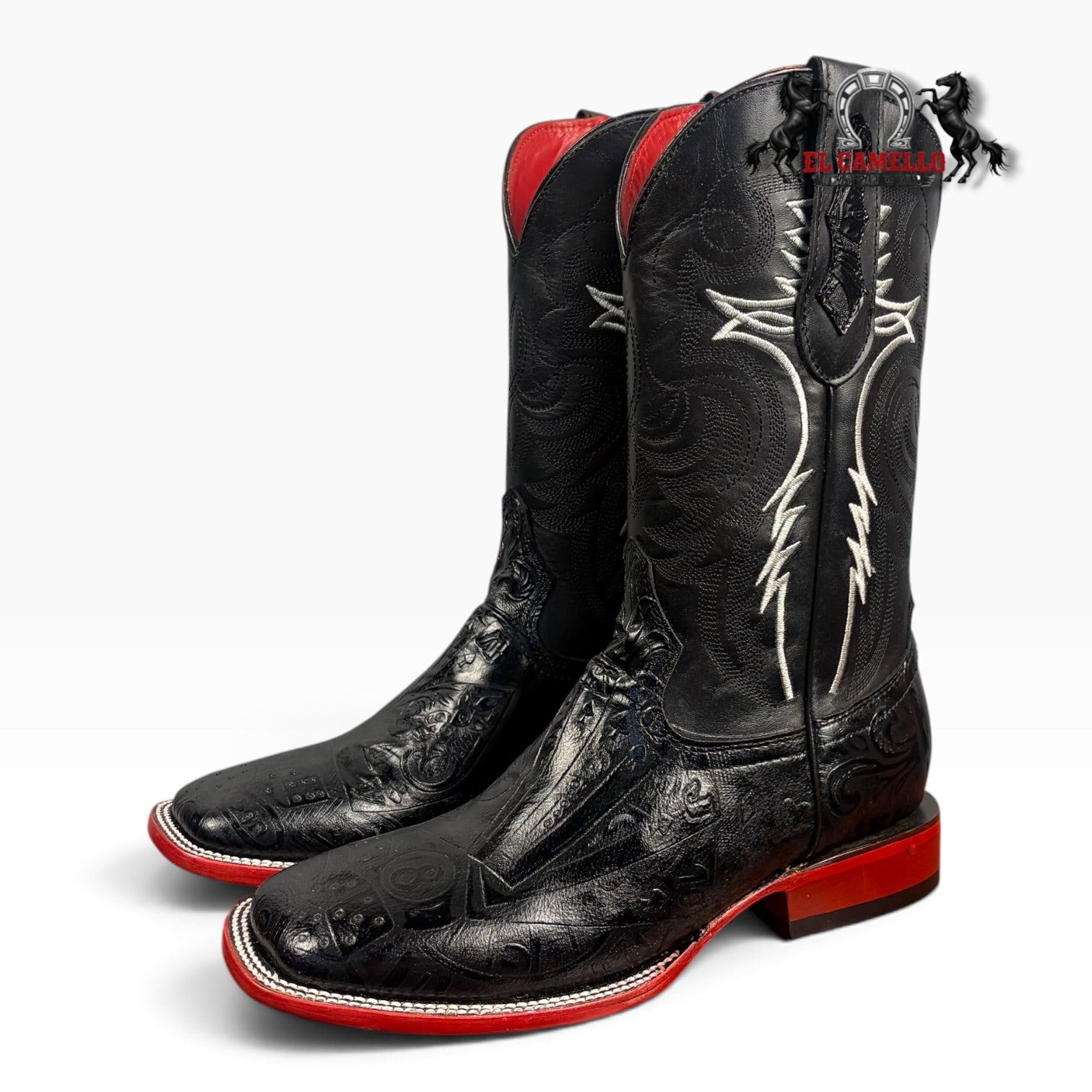 Texas Town Men’s Cincelado Negro & Napa Negro Western Boots – TTBM4320