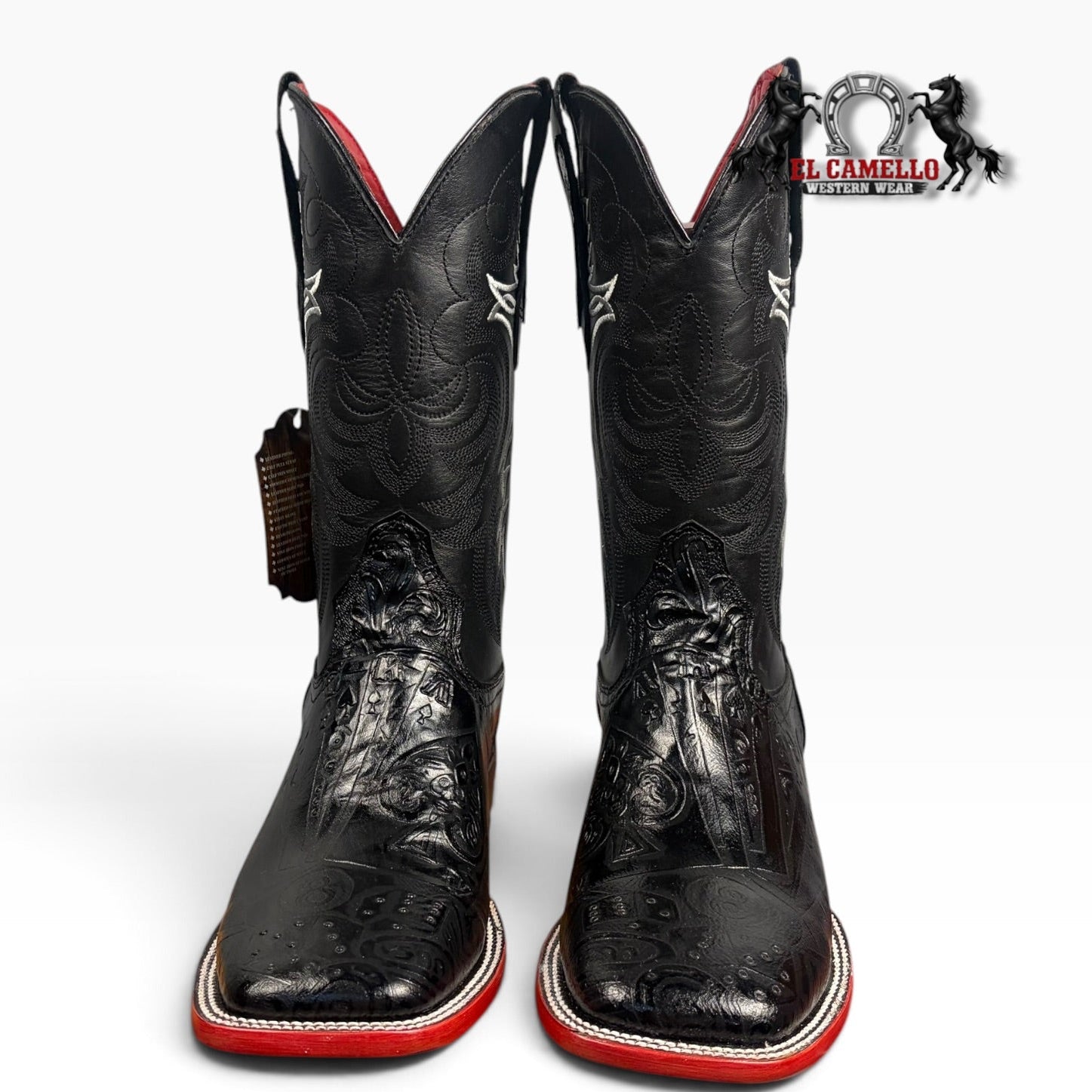 Texas Town Men’s Cincelado Negro & Napa Negro Western Boots – TTBM4320