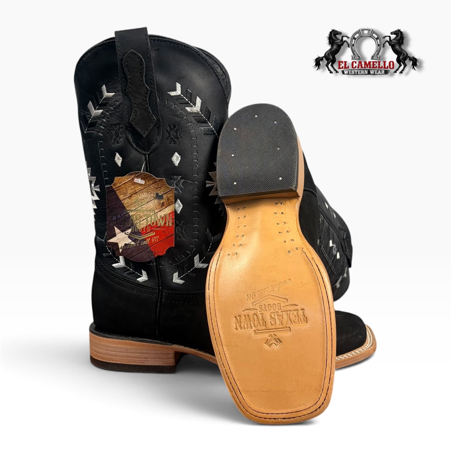 Texas Town Men’s Nobuck Negro & Napa Negro Western Boots – TTBM4290