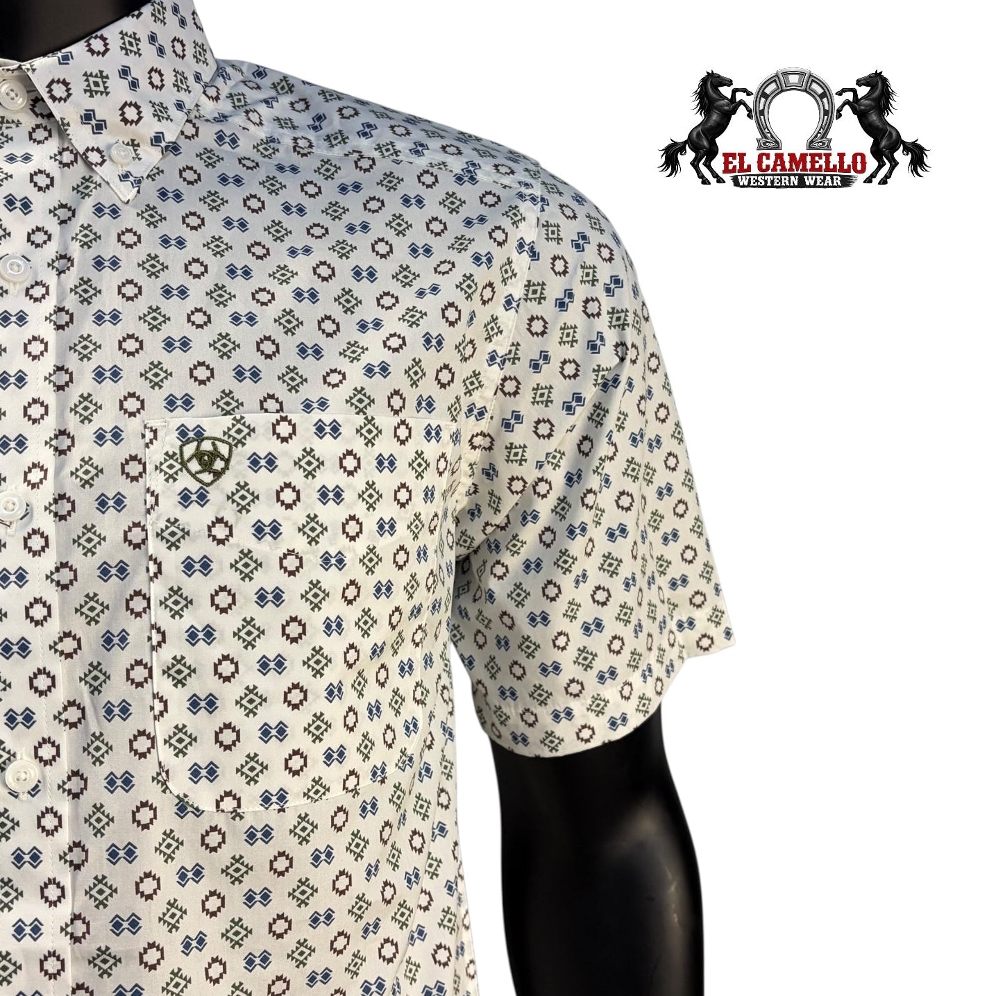 Ariat Men’s Pro Series Geo Print Short Sleeve Button-Down Shirt 10073528