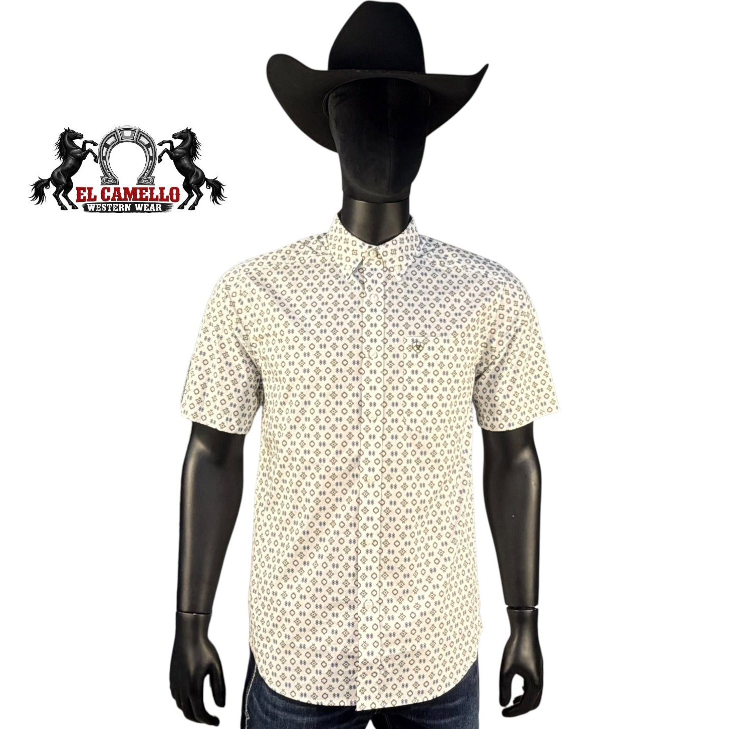 Ariat Men’s Pro Series Geo Print Short Sleeve Button-Down Shirt 10073528