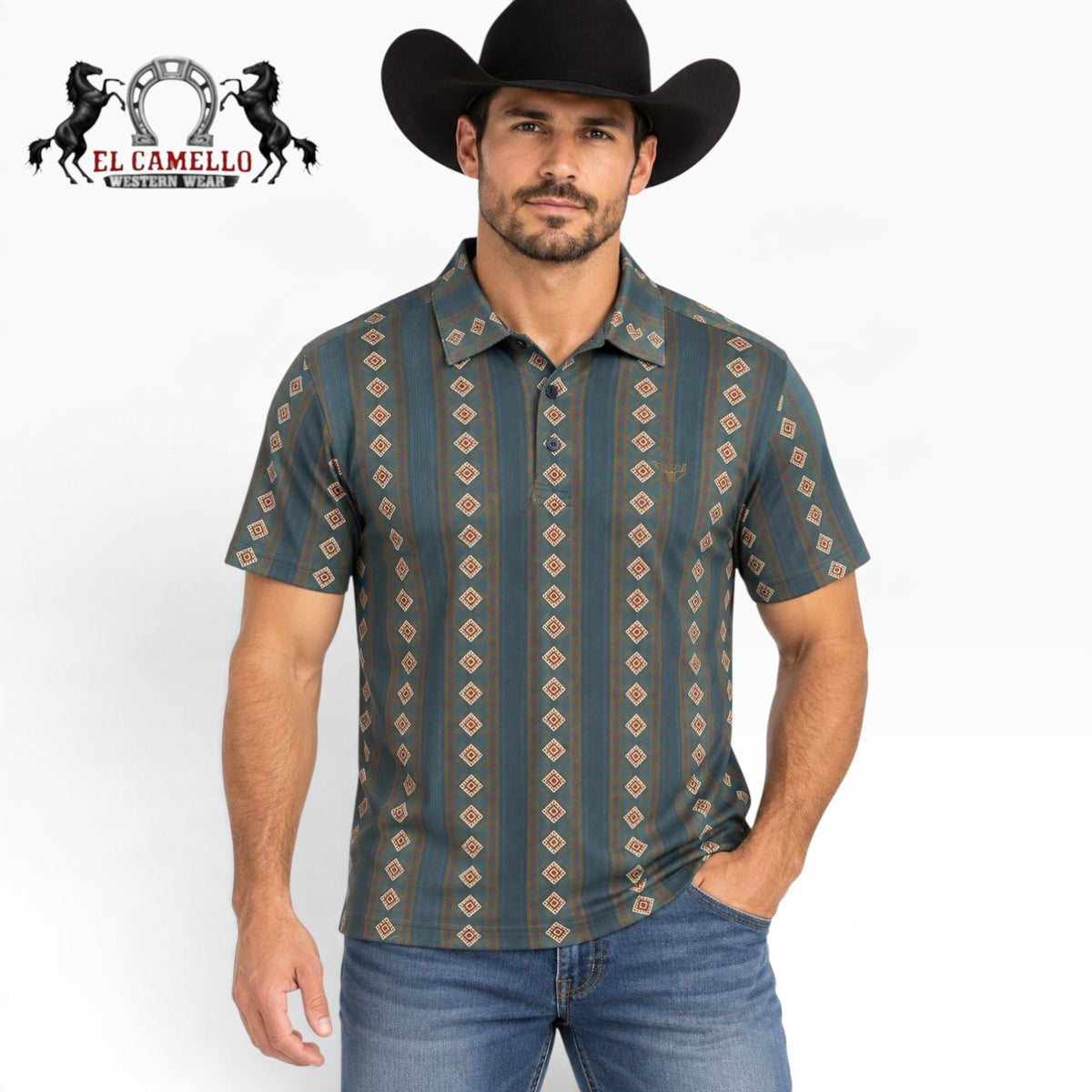Platini Men’s Teal Geometric T-Shirt – PGP11442