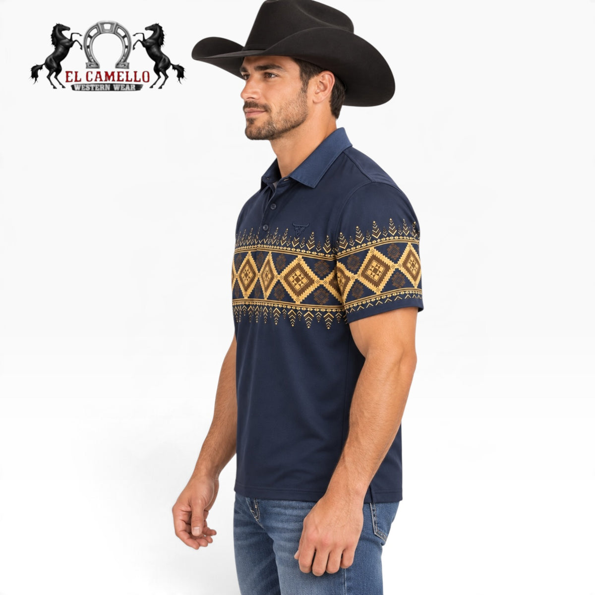 Platini Men’s Black & Gold Geometric T-Shirt – PGP11447