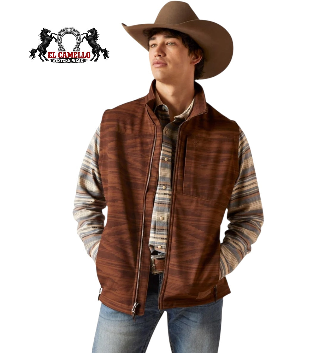 Ariat Men’s Brown Aztec Softshell Vest – Full Zip Western Performance Vest
100464639