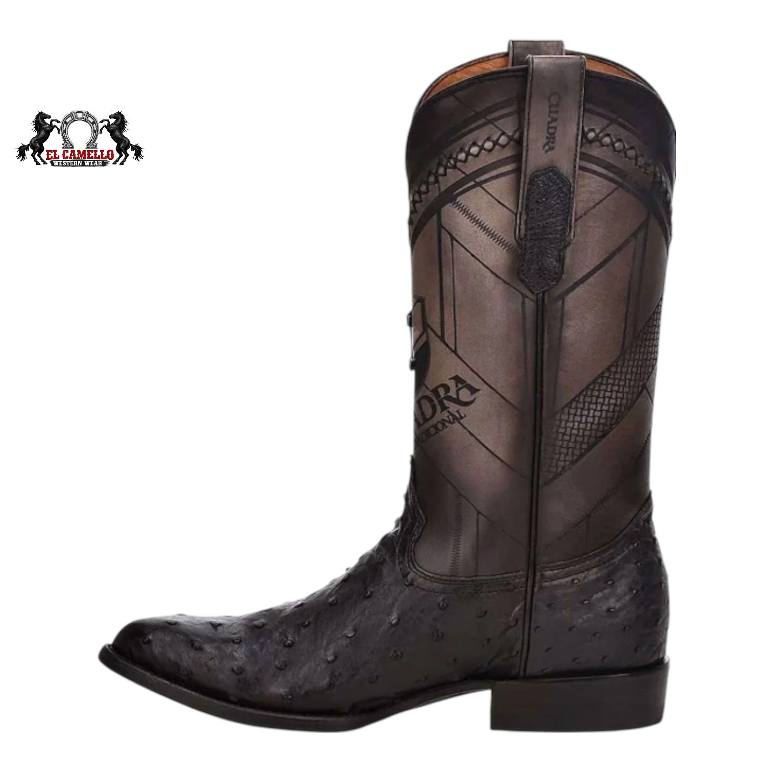 Cuadra Men’s Ostrich Leather Western Boots – Brown Exotic Square Toe Cowboy Boots  CU784
