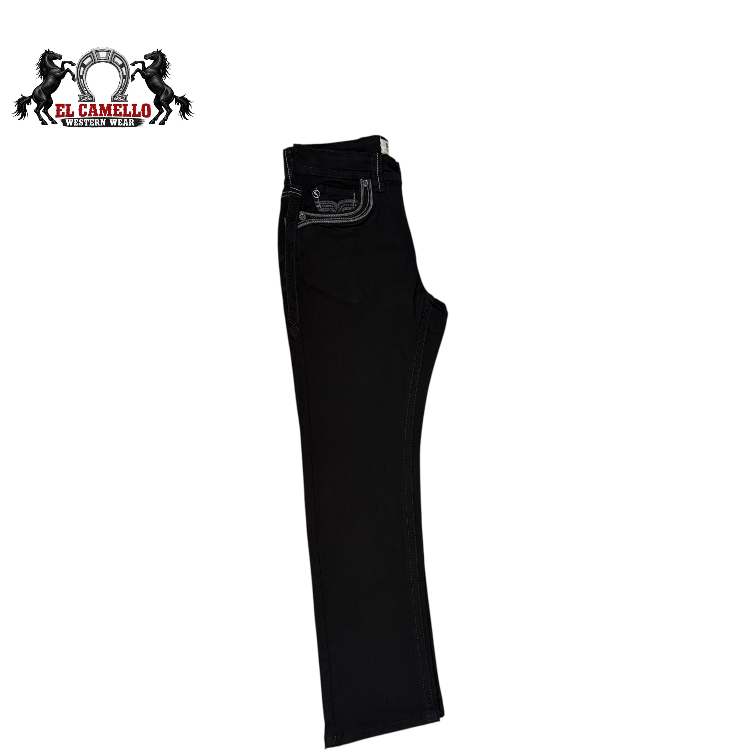 Star-Age Men’s Black Denim Jeans SA-033 – Western Style Embroidered Pocket
