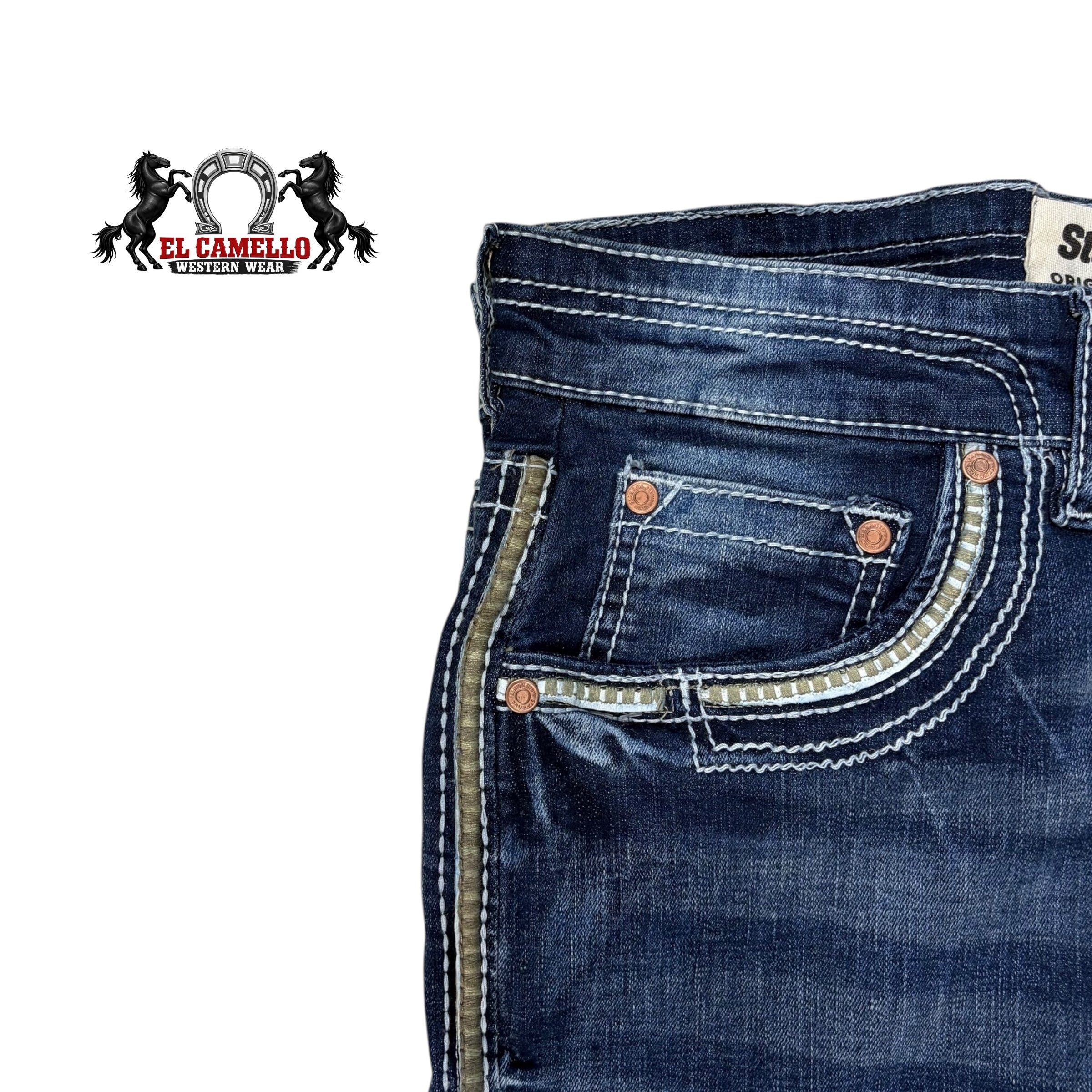 Star-Age Men’s Blue Denim Jeans SA-054 – Western Style Embroidered Pocket