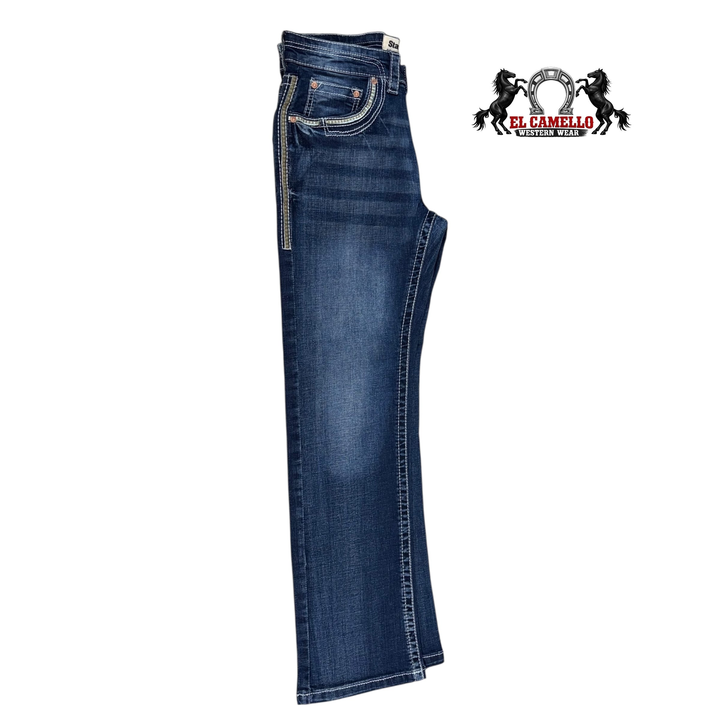Star-Age Men’s Blue Denim Jeans SA-054 – Western Style Embroidered Pocket