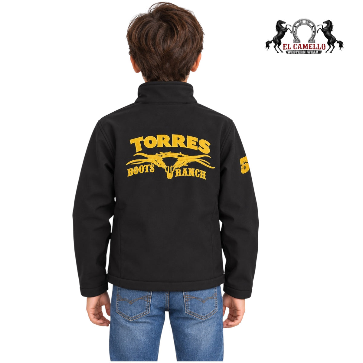 Torres Boys’ Black Longhorn Softshell Western Jacket