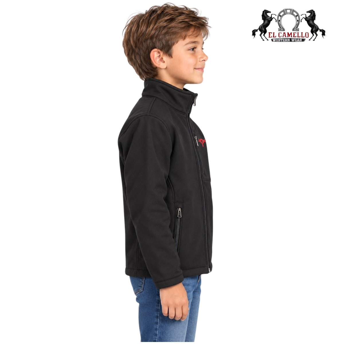 Torres Boys’ Black Longhorn Softshell Western Jacket