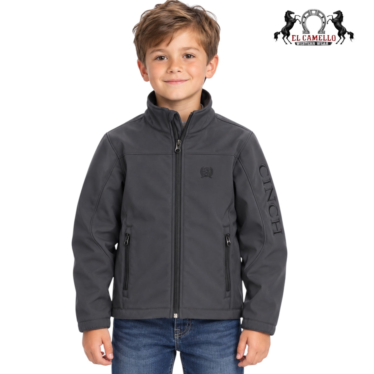CINCH Boys’ Charcoal Gray Softshell Western Jacket