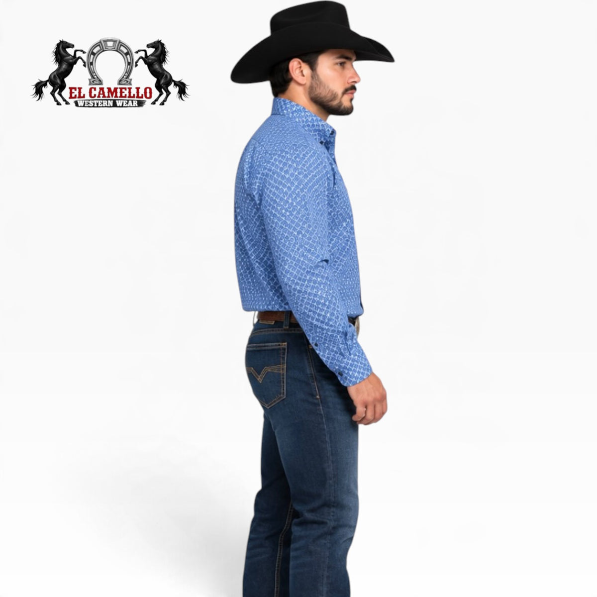 CINCH Men’s Blue Geometric Print Modern Fit Long Sleeve Western Shirt – MTW134109