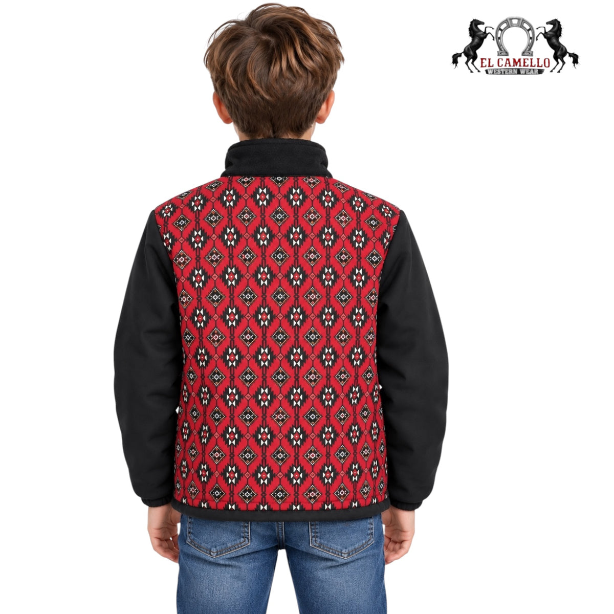 Boys’ Red &amp; Black Aztec Print Softshell Western Jacket