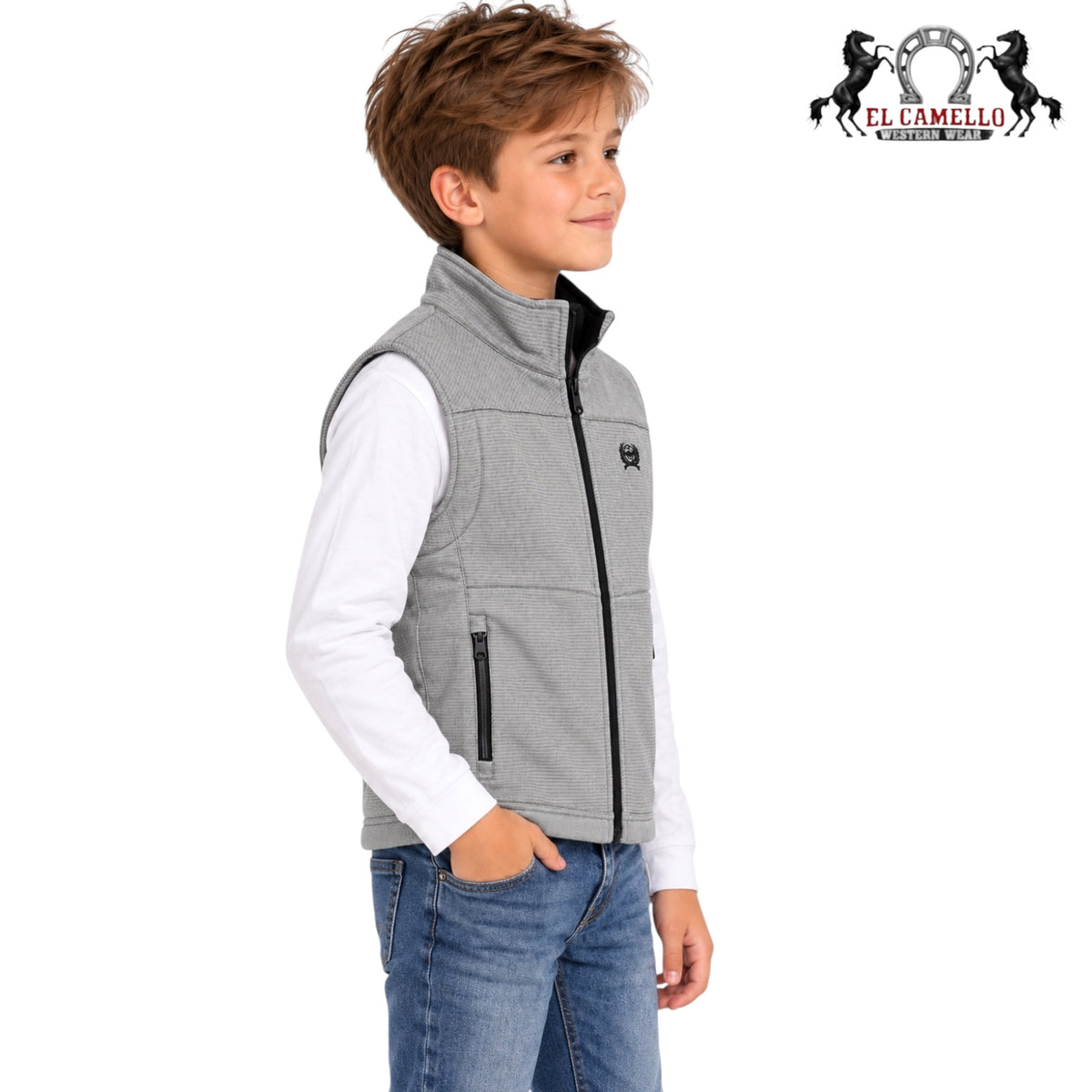 Boys’ Light Gray Softshell Western Vest