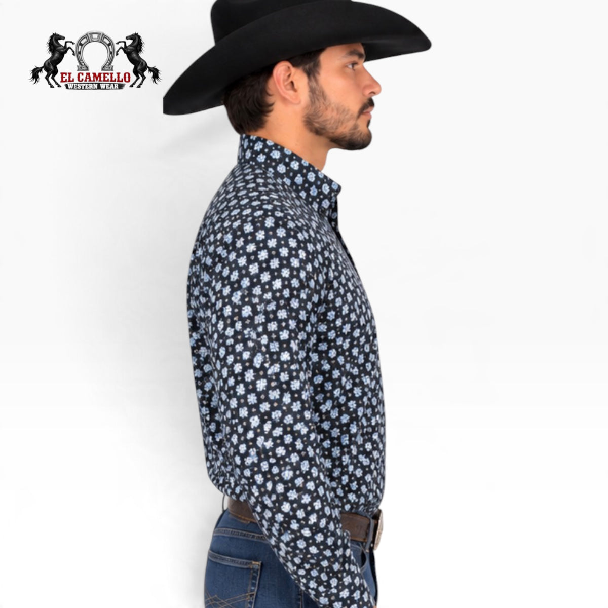 CINCH Men's Navy Blue Geometric Print Stretch Long Sleeve Shirt – MTW110578
