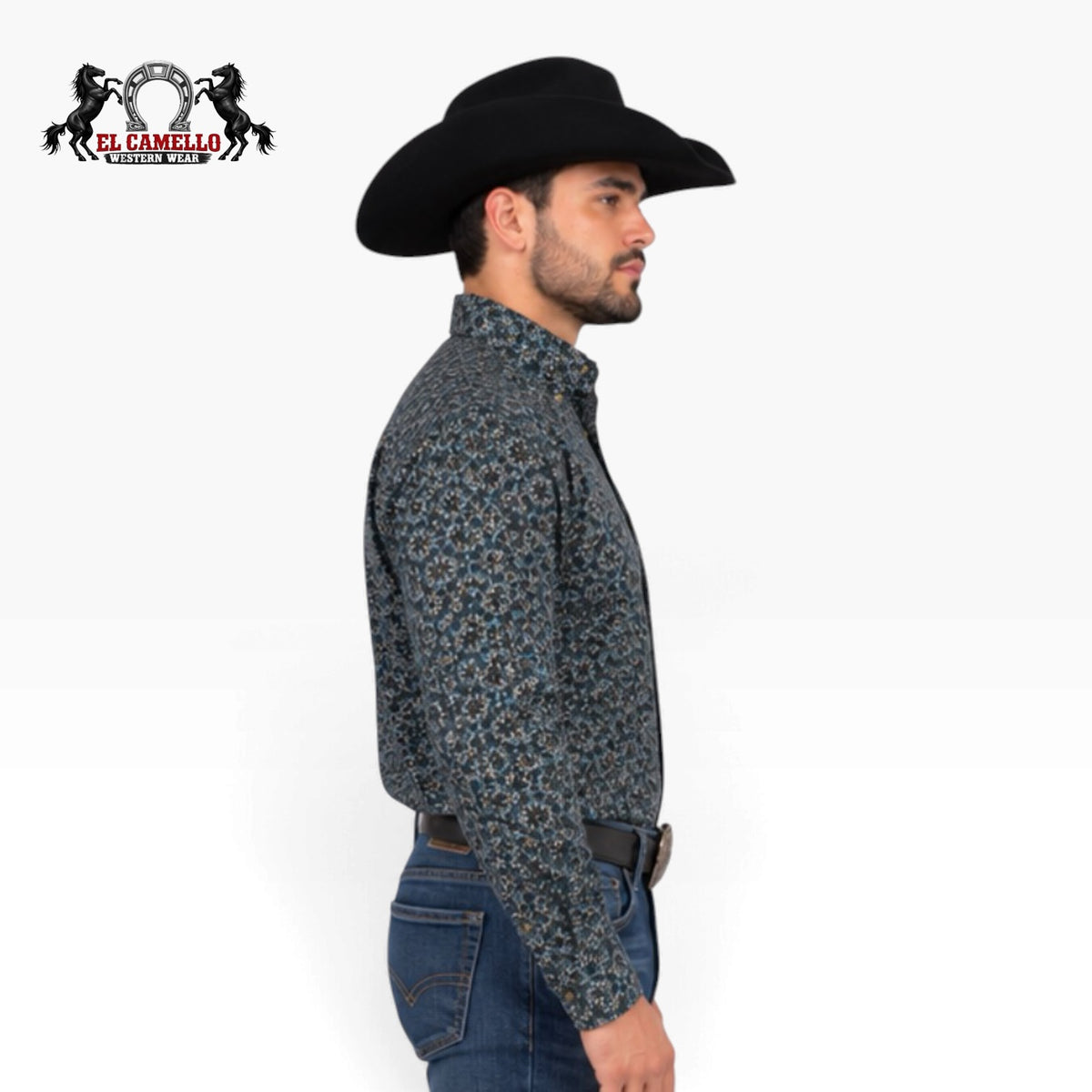 ROCK&ROLL Men's Blue Floral Long Sleeve Western Shirt – BMB2S05440