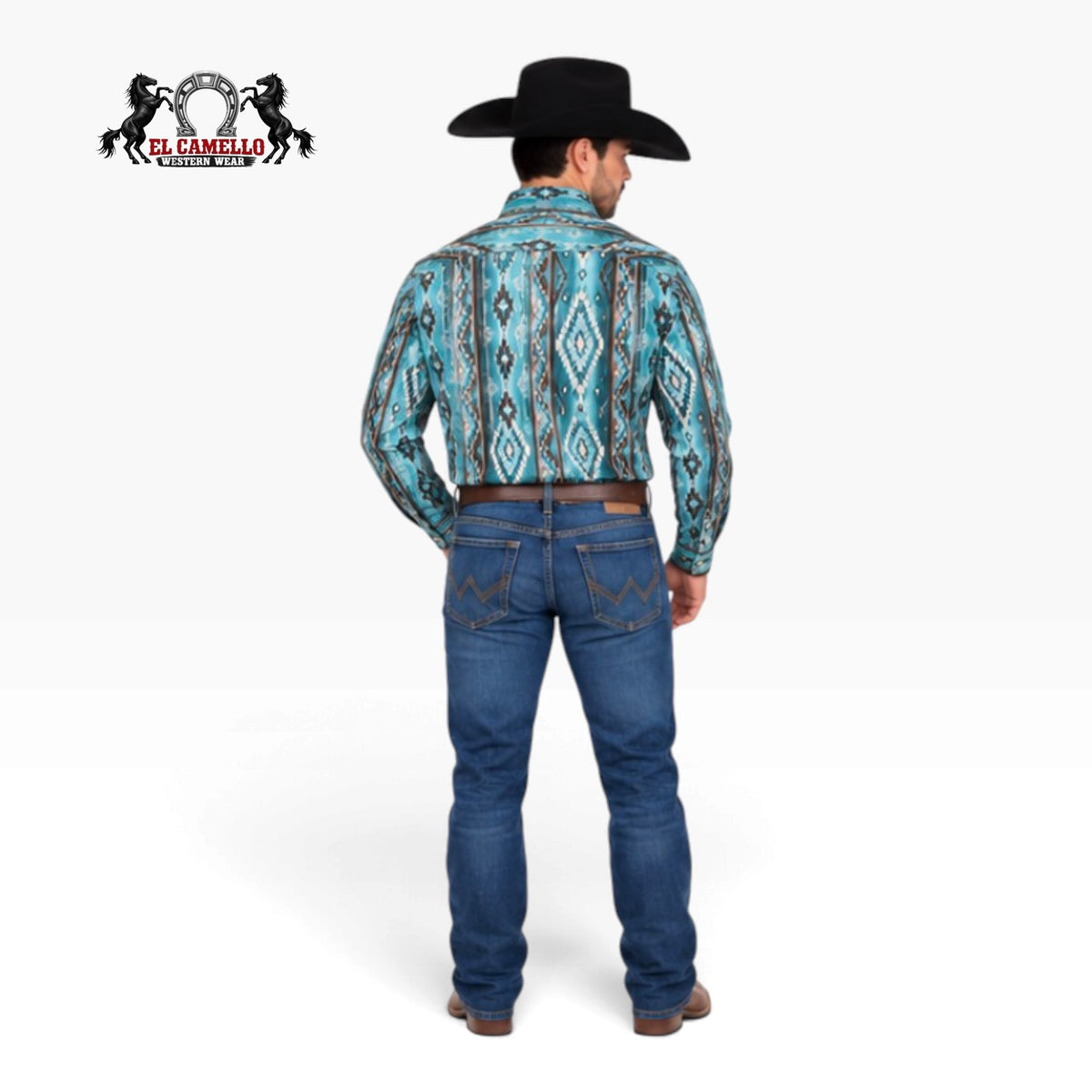 Rock & Roll Men's Turquoise Aztec Print Long Sleeve Western Shirt – BMN2S03946