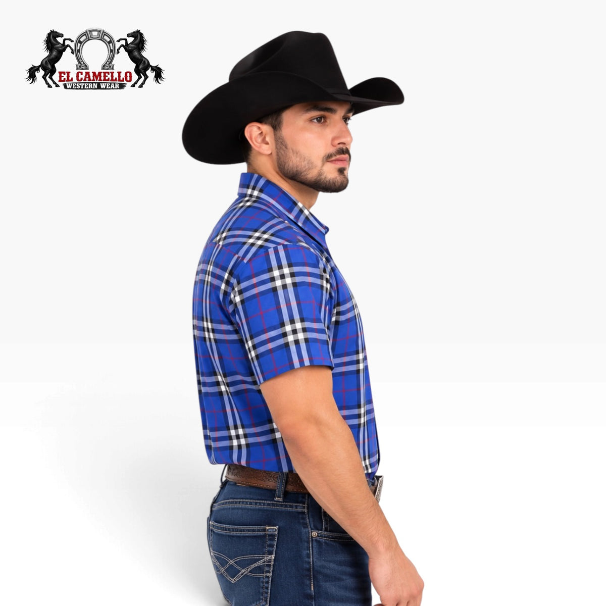 Baldelli Men’s Royal Blue Plaid Short Sleeve Button-Up Shirt – CHS-307