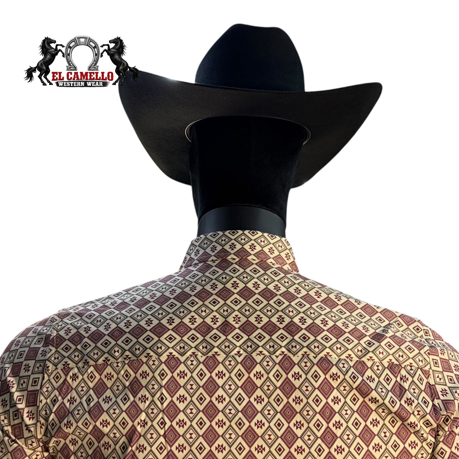 Montero Men’s Beige Long Sleeve Shirt MT4060 Geometric Print Button-Up Classic Fit