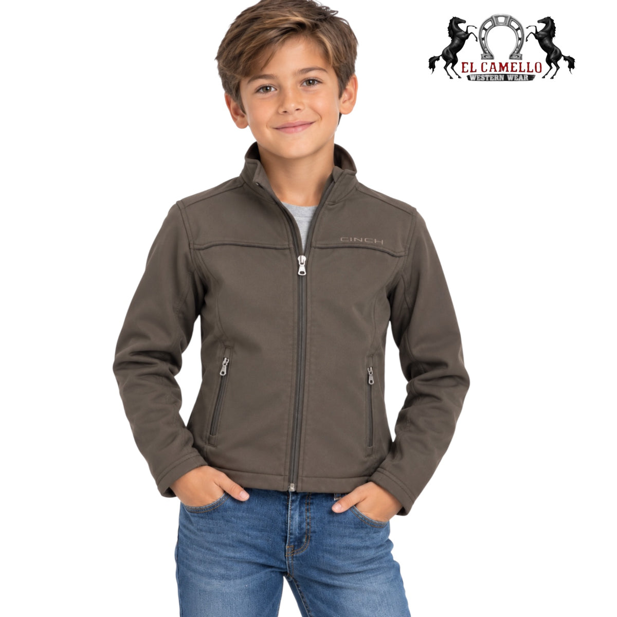 CINCH Boys’ Charcoal Brown Softshell Western Jacket