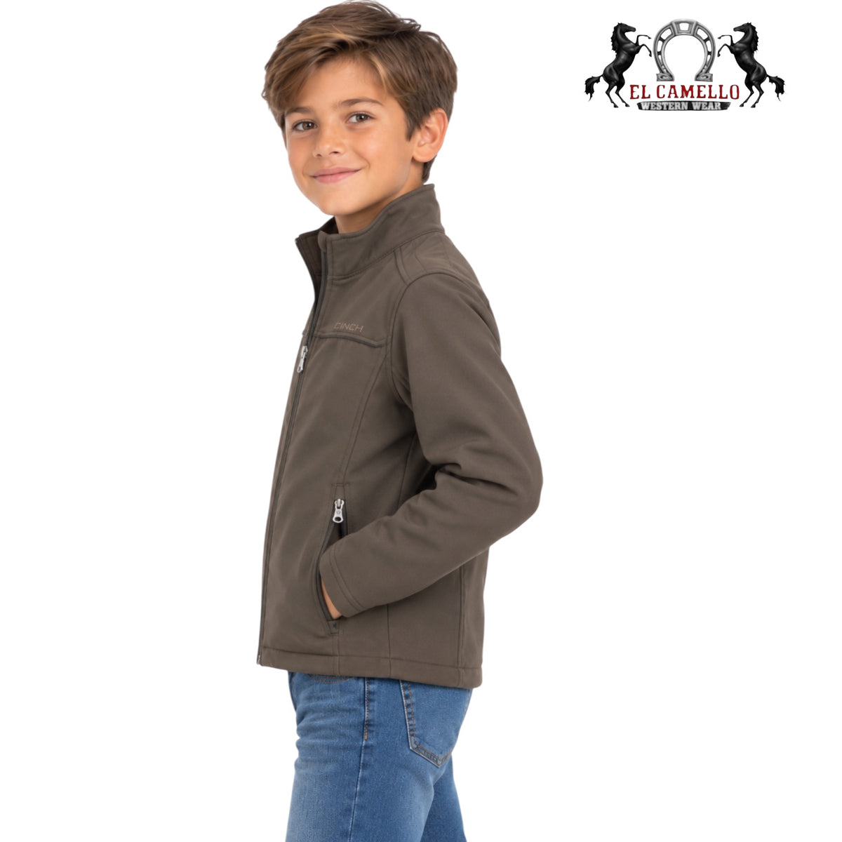 CINCH Boys’ Charcoal Brown Softshell Western Jacket