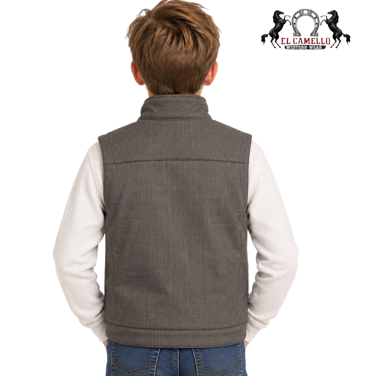 CINCH Boys’ Charcoal Gray Textured Softshell Western Vest