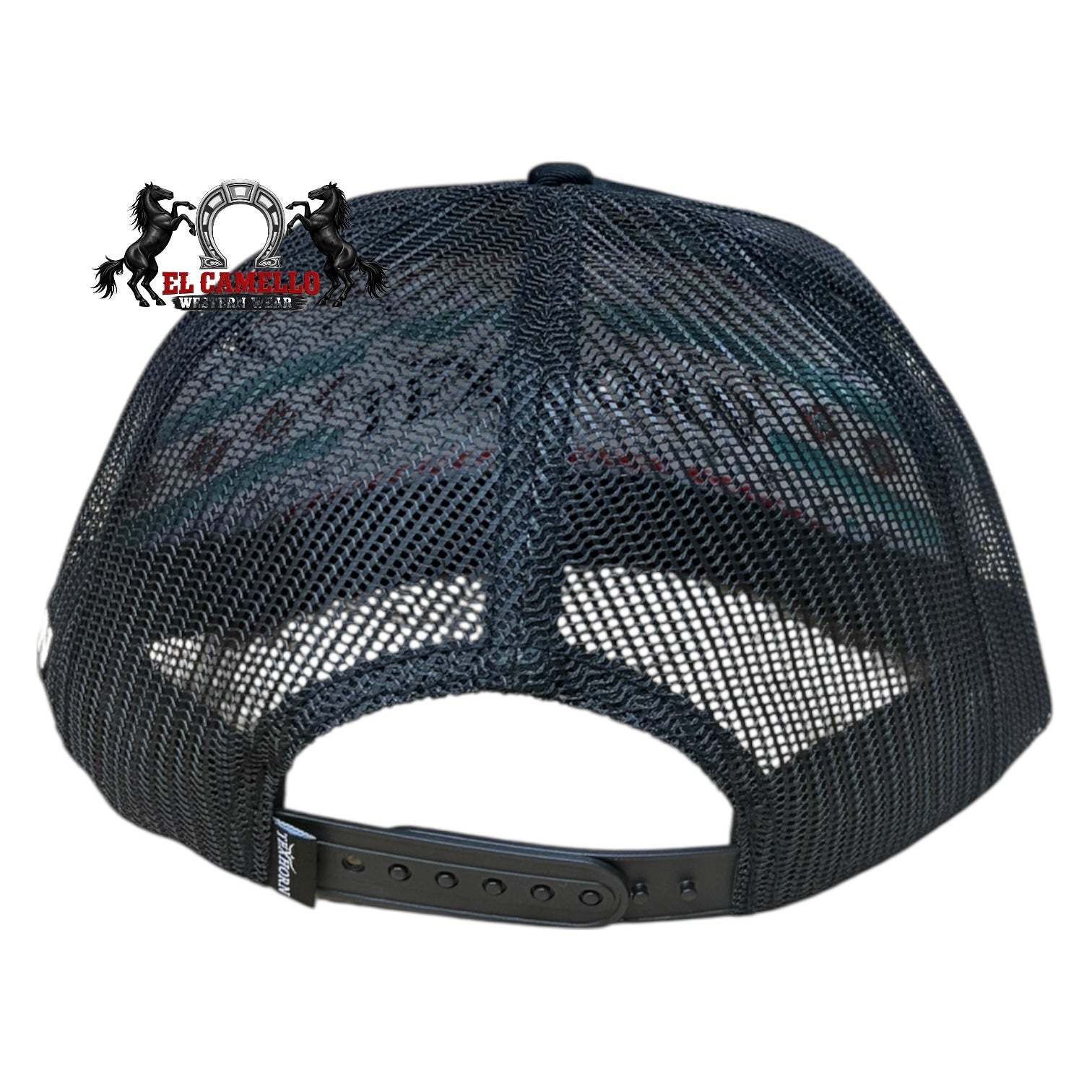 Texhorn Black Bull Head Aztec Embroidered Mesh Back Snapback Cap