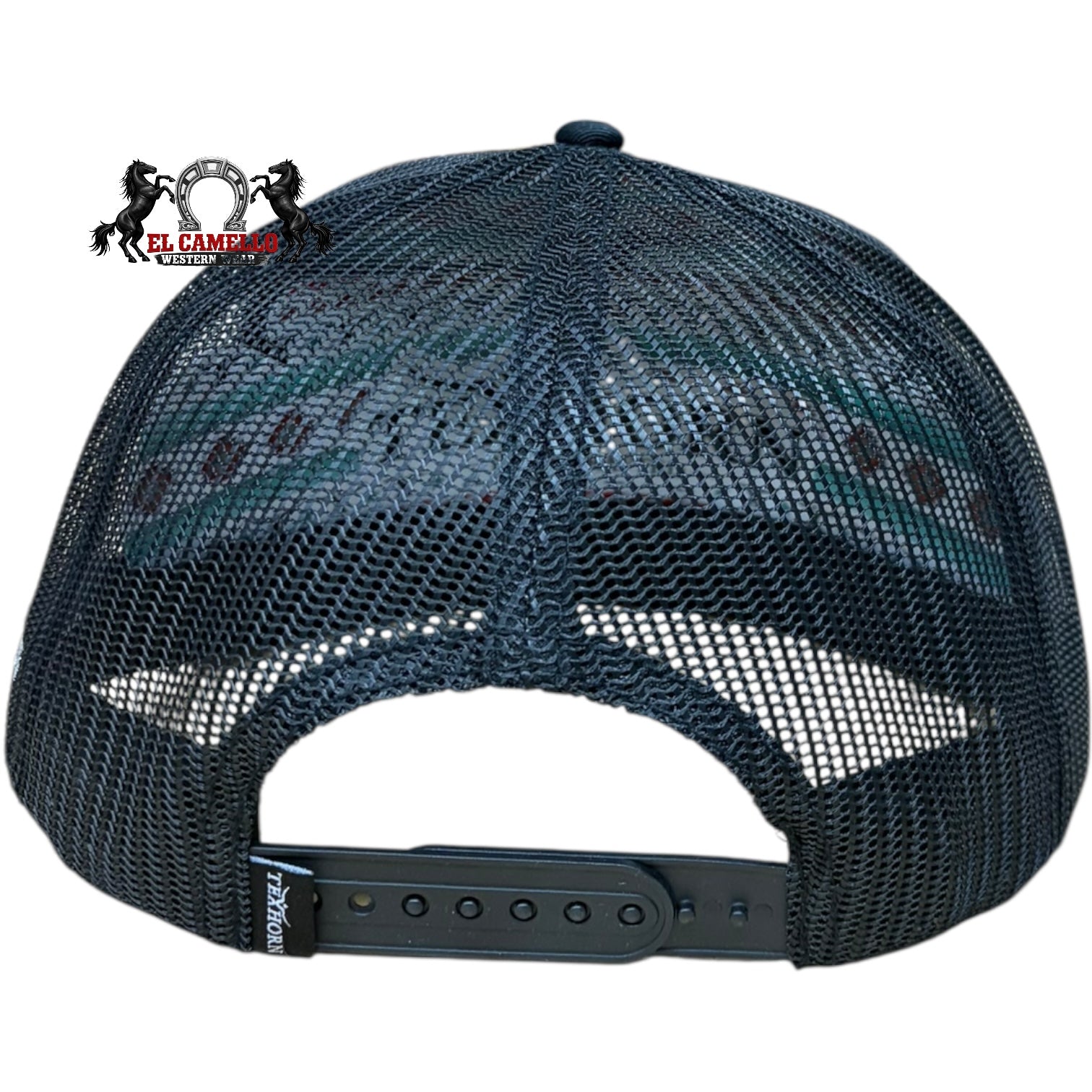 Texhorn Black & White Longhorn Aztec Embroidered Mesh Back Snapback Cap