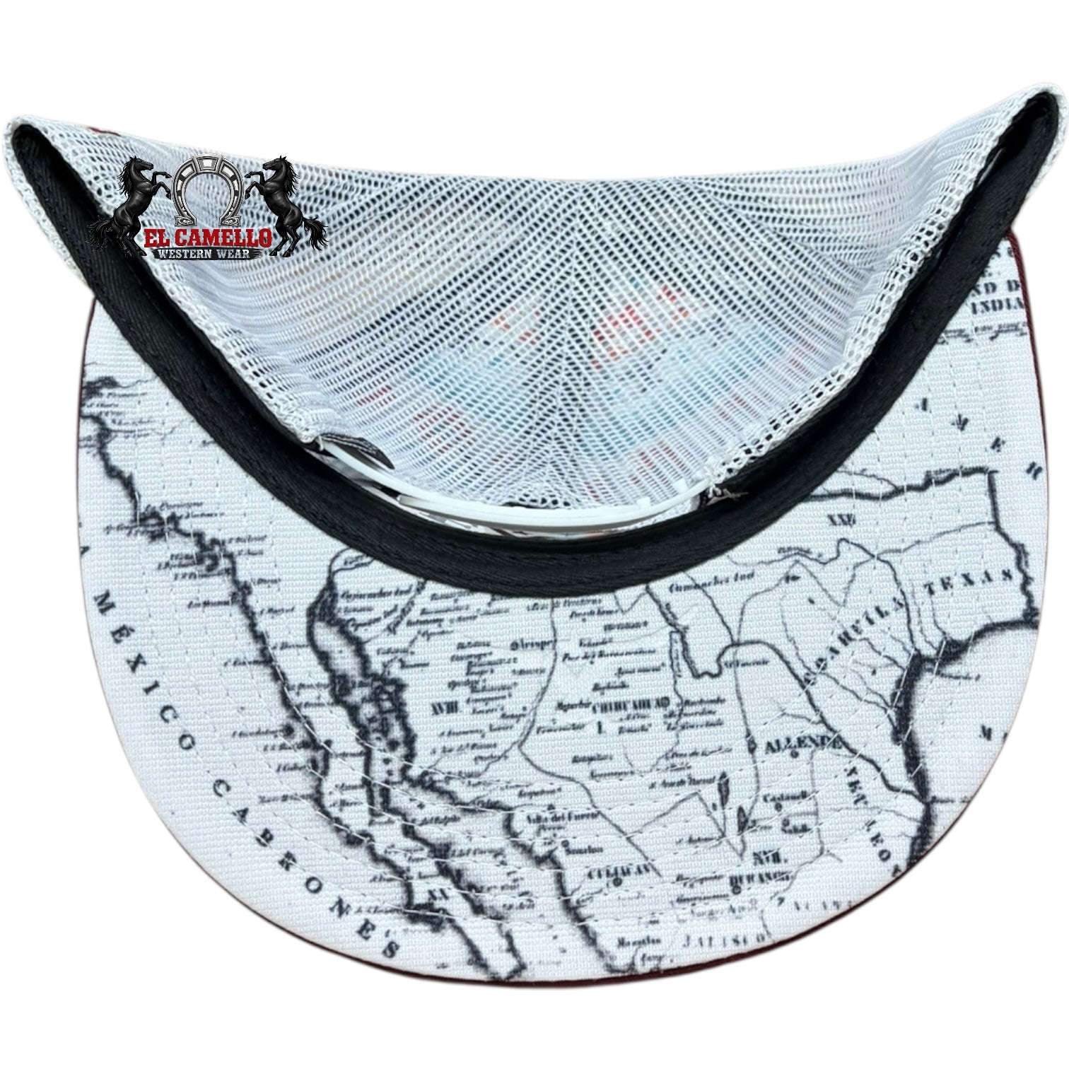 Texhorn Burgundy & White Longhorn Embroidered Mesh Back Snapback Cap