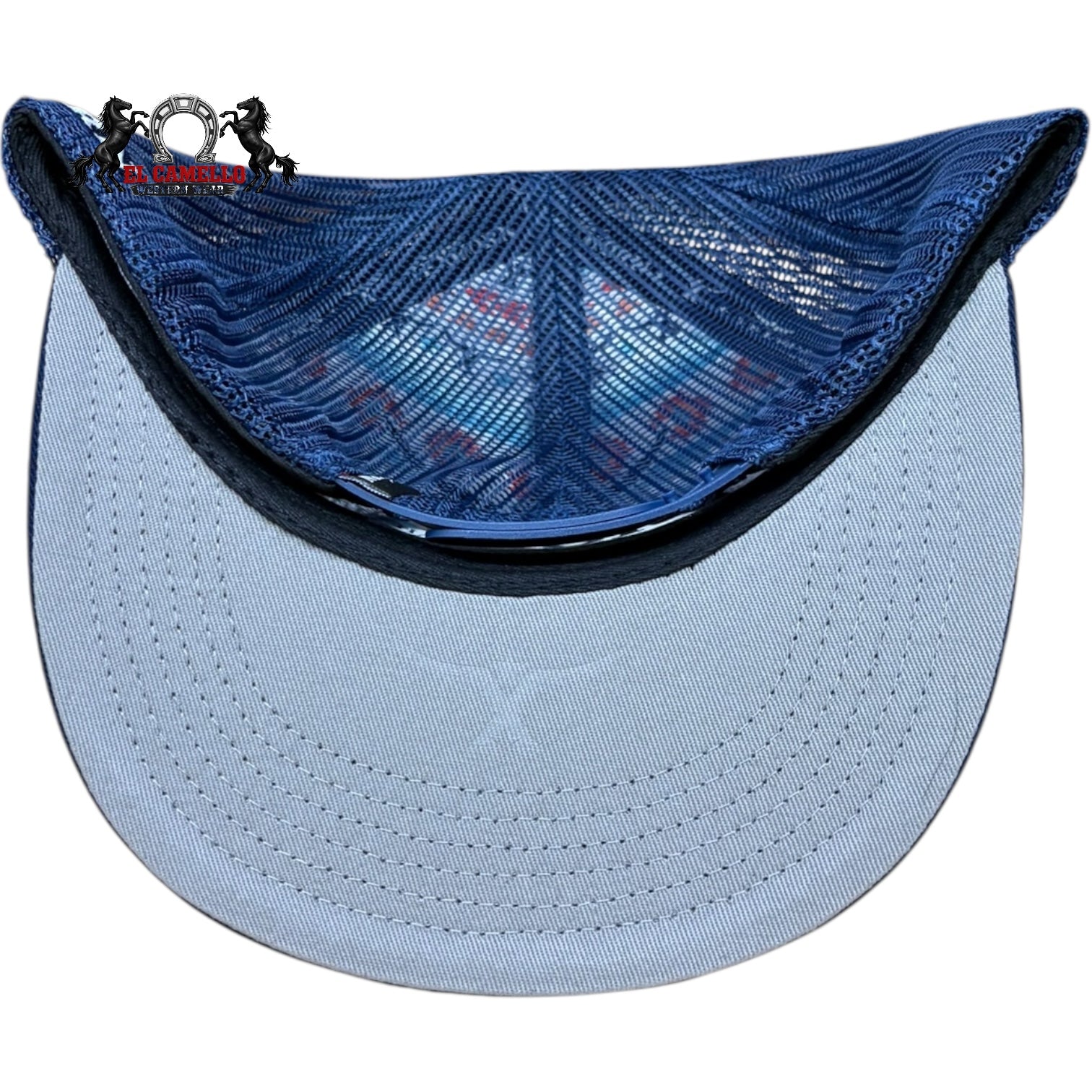Texhorn Navy Blue & White Longhorn Embroidered Mesh Back Snapback Cap