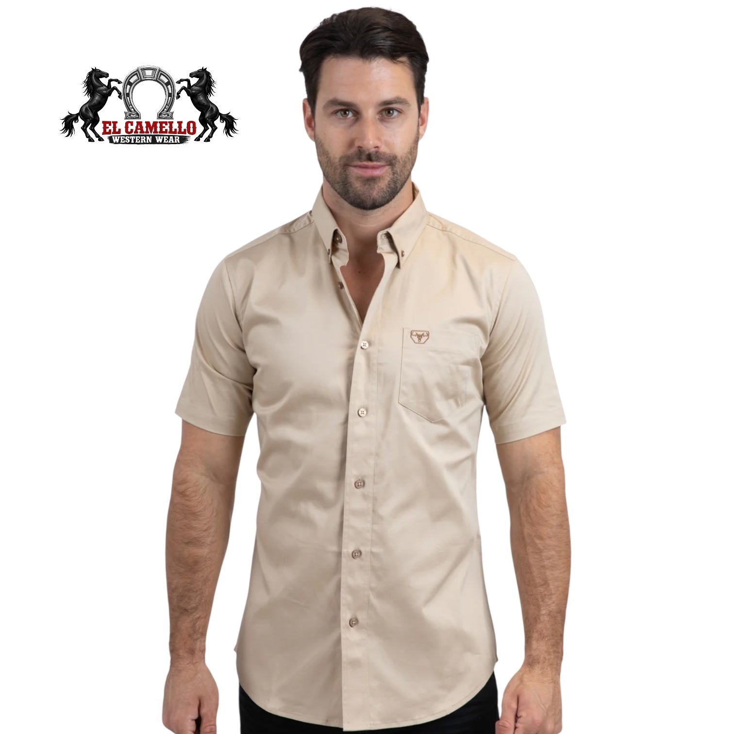 Platini Men’s Solid Khaki Short Sleeve Button-Down Shirt
CTS9261