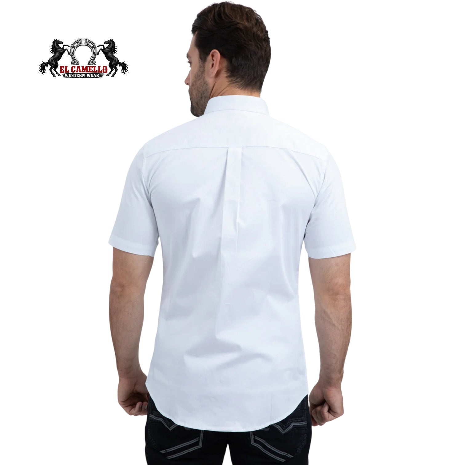 Platini Men’s White Stretch Short Sleeve Button-Down Dress Shirt CTS9259