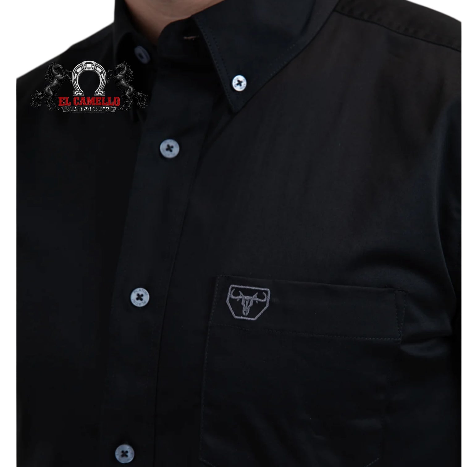 Platini Men’s Solid Black Short Sleeve Button-Down Shirt CTS9258