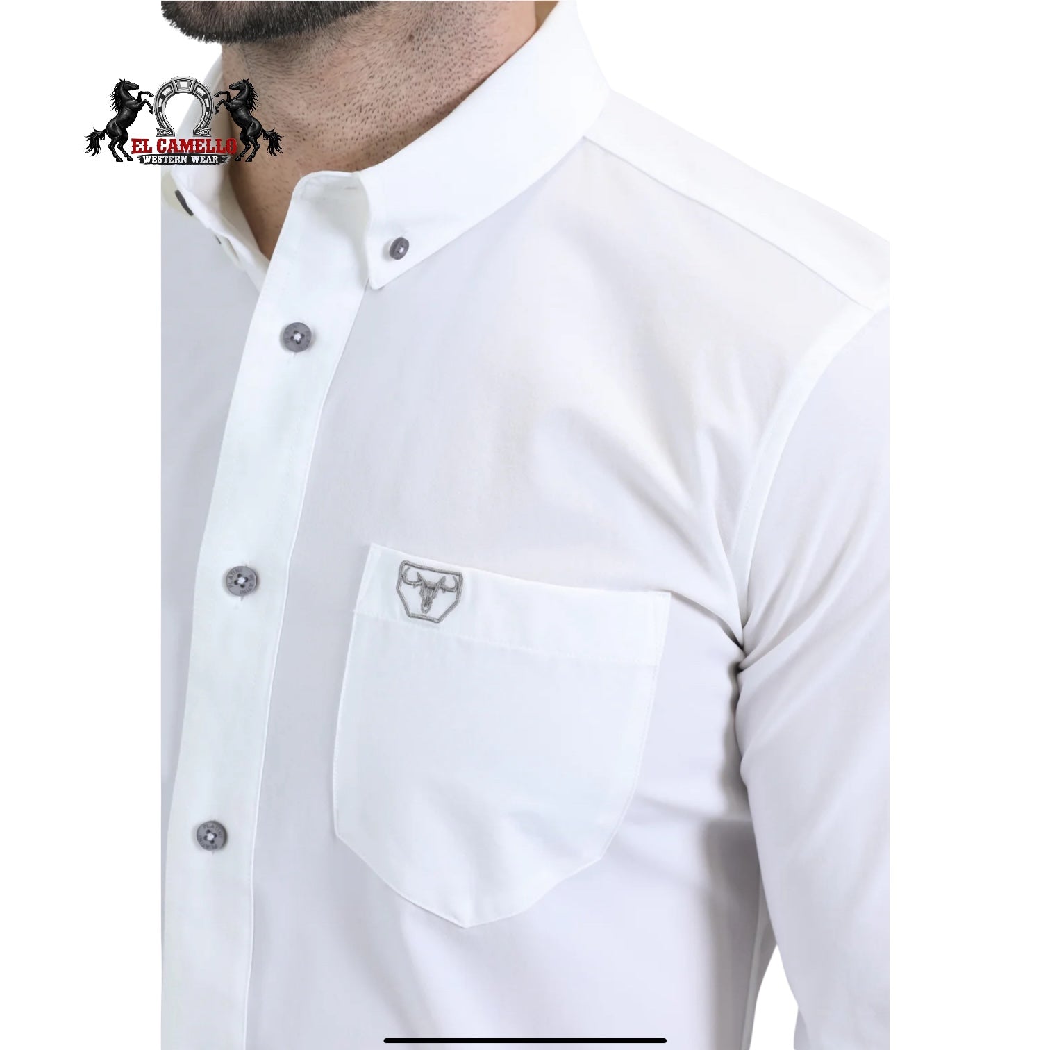 Platini Men’s White Stretch Button-Down Long Sleeve Dress Shirt CTL9259