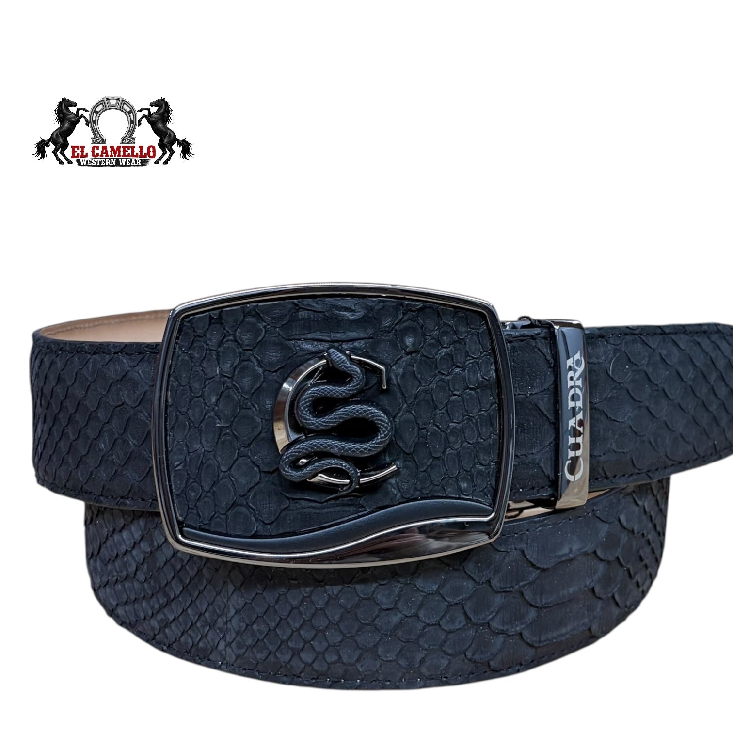 Cuadra BC483 Men’s Black Exotic Leather Western Belt – Matte Piton