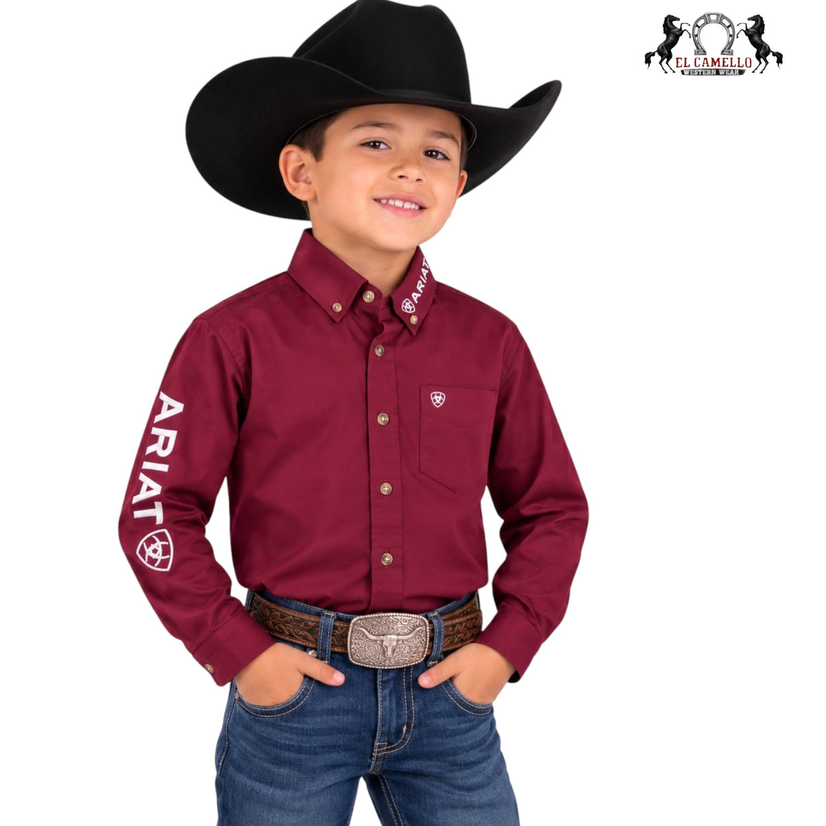 ARIAT BOYS TEAM LOGO TWILL CLSSC LS SPHRT 10030163
