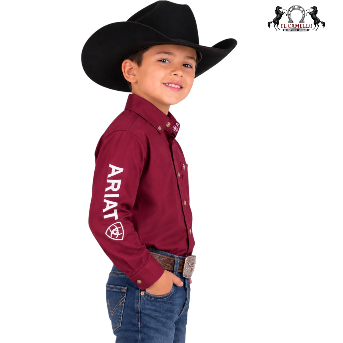 ARIAT BOYS TEAM LOGO TWILL CLSSC LS SPHRT 10030163