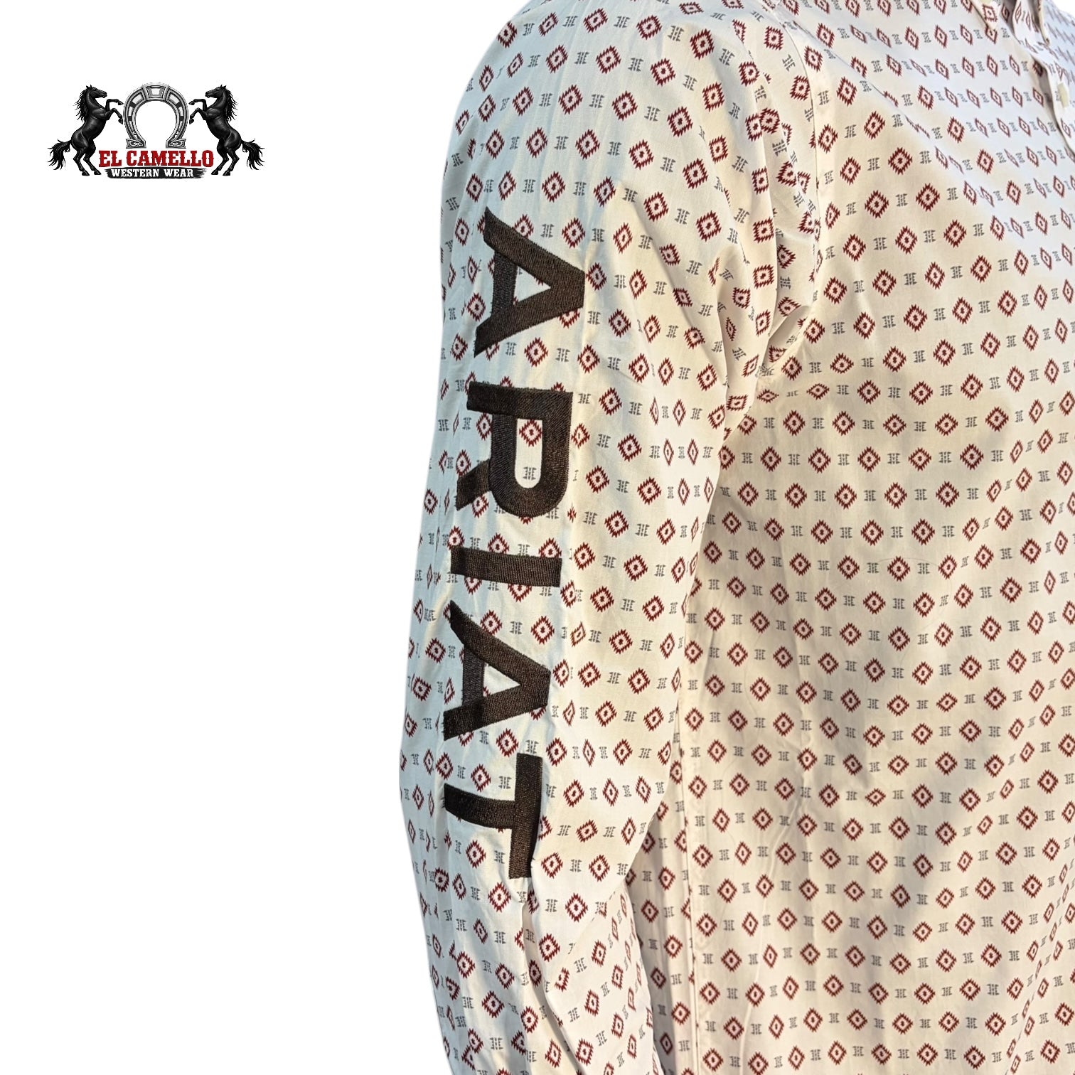 Ariat Dallas Team LS Men’s Western Shirt 10073629 – White/Black Geo Print