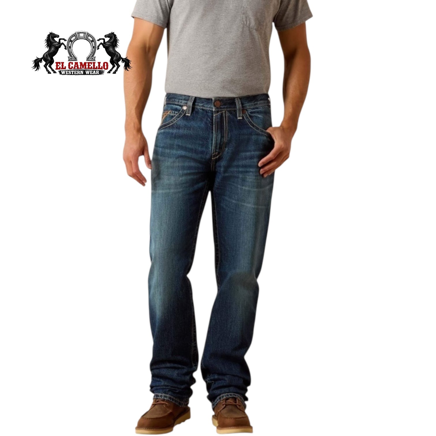 Ariat Men’s Medium Wash Straight Leg Western Jeans – Durable Comfort Denim 10074866