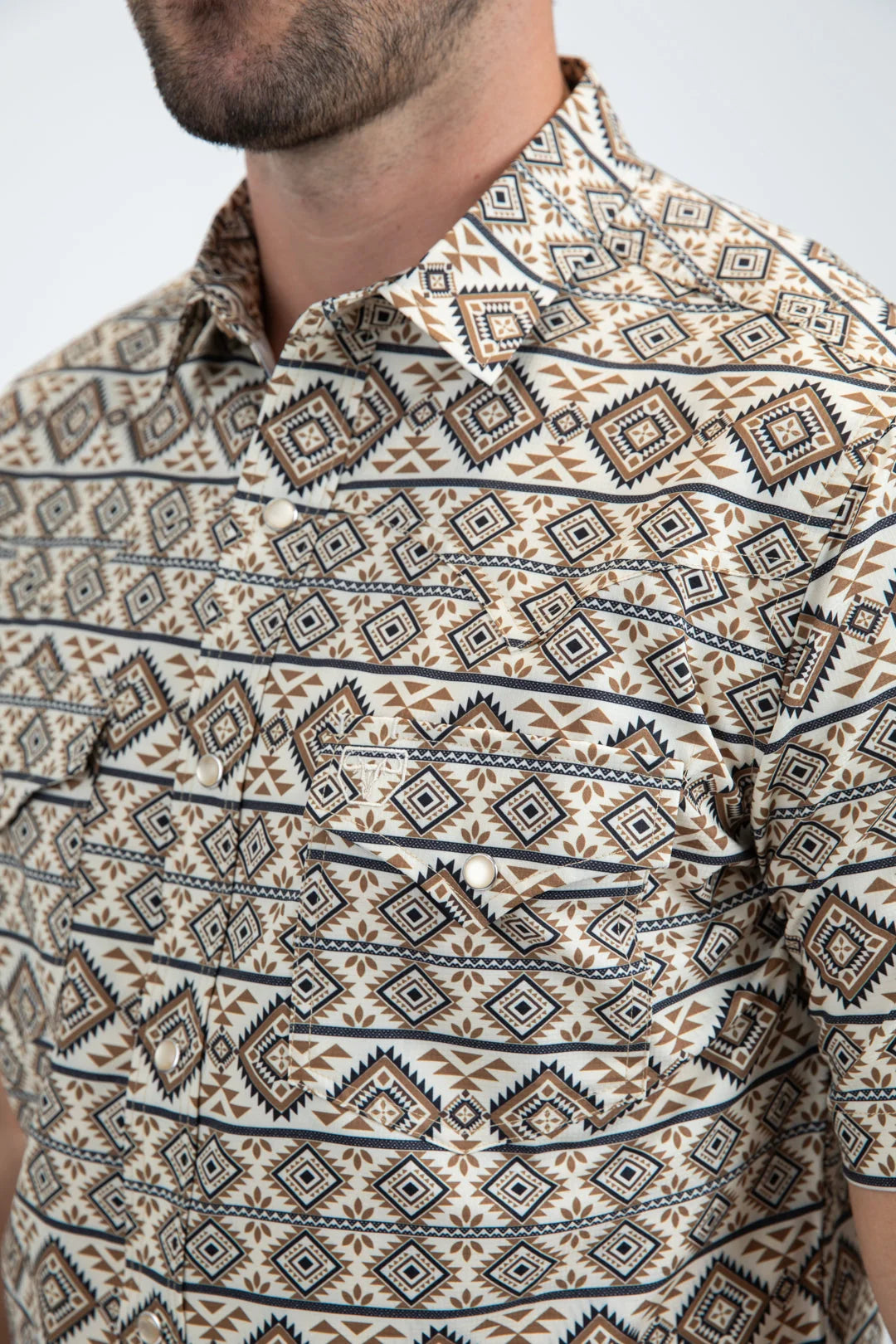 Platini Men's Performance Western SS Beige Shirt PGW11139