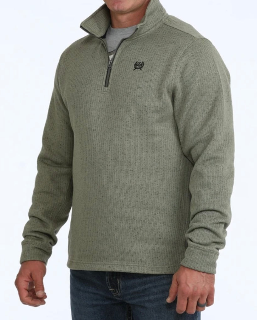 CINCH OLIVE KNIT 1/4 ZIP PULLOVER - MEN SWEATER - MWK1080021