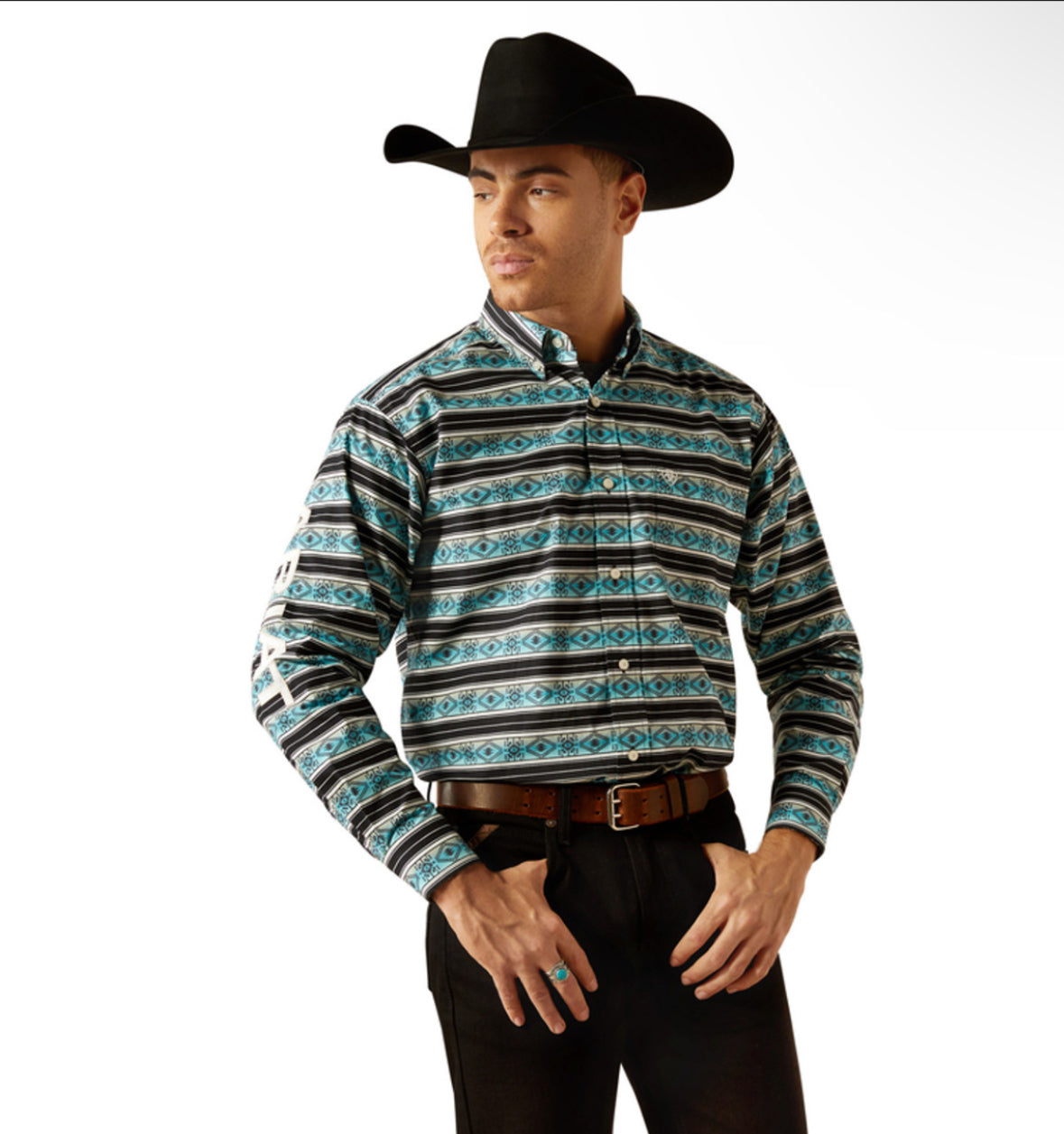 MEN'S ARIAT - TEAM OSBORNE CLASSIC FIT - TURQUOISE/WHITE