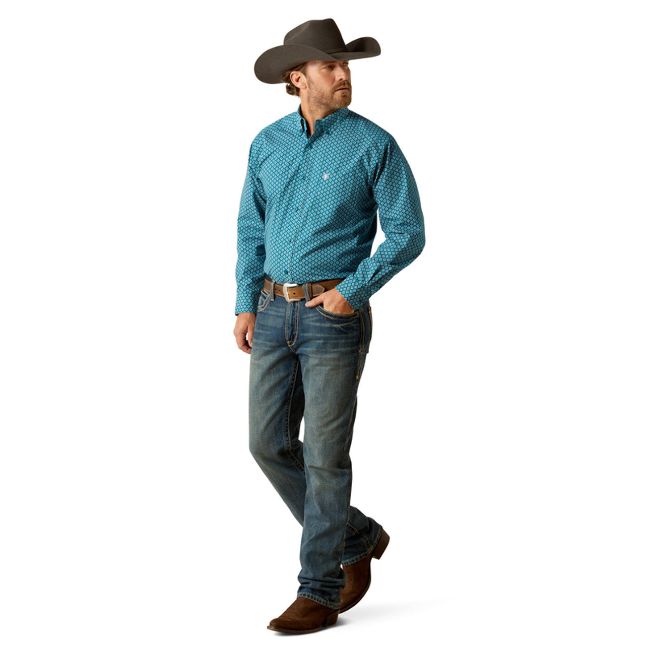 MEN'S ARIAT - PETEY LS CLASSIC FIT - DARK TEAL