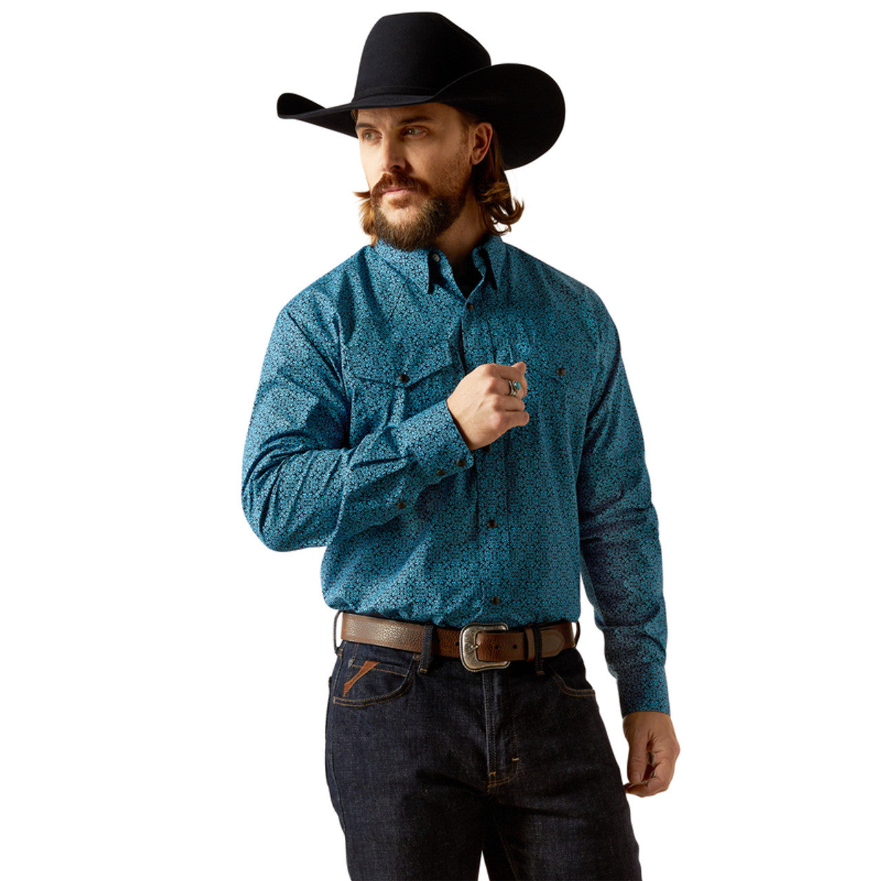 MEN'S ARIAT - WOODROW SNAP SHIRT - BLUE