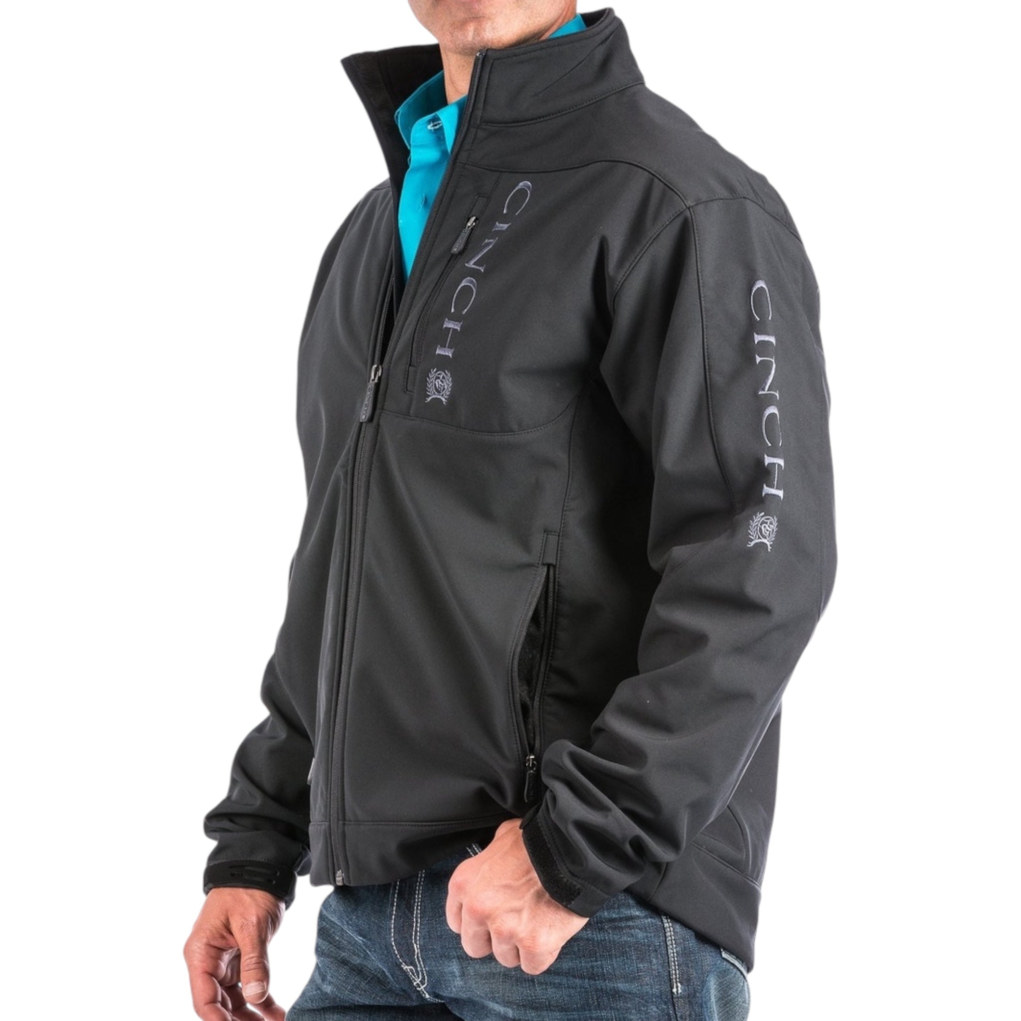 MEN'S CINCH - BLACK LOGO ZIP BONDED JACKET