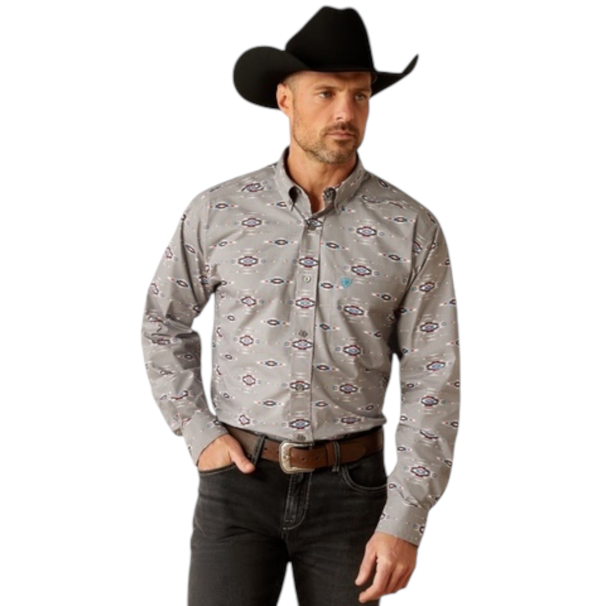 MEN'S ARIAT - JARROD LS SHIRT - GREY