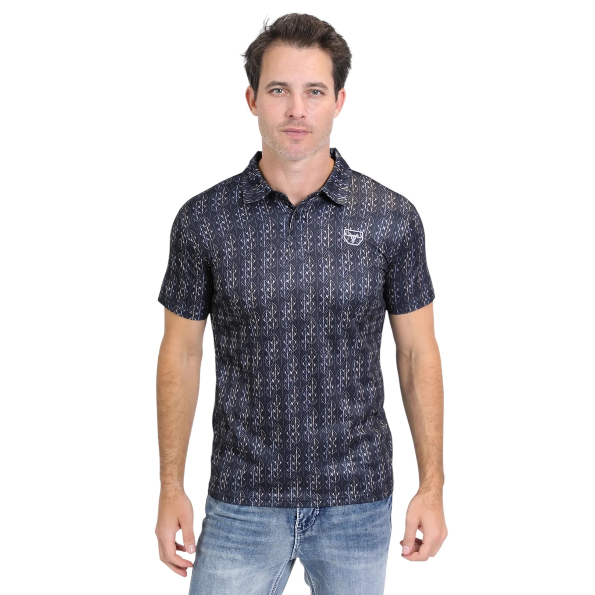 PLATINI MENS - BLACK/GOLD SLIM FIT PERFORMANCE POLO - PGP10544